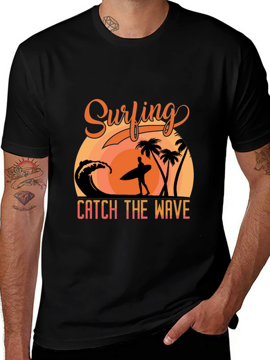 Surfing Graphic T-Shirt - Catch the Wave Design