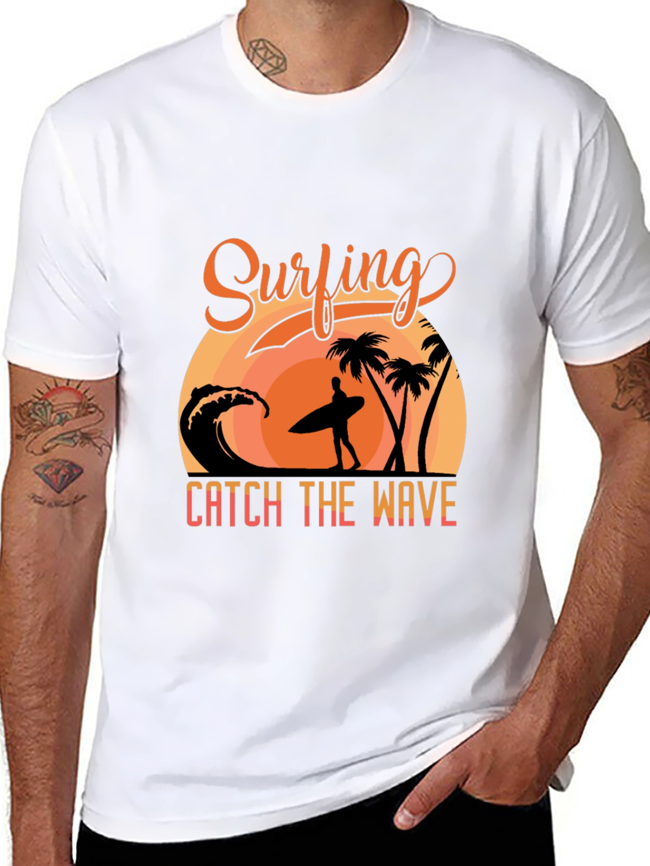 Surfing Graphic T-Shirt - Catch the Wave Design