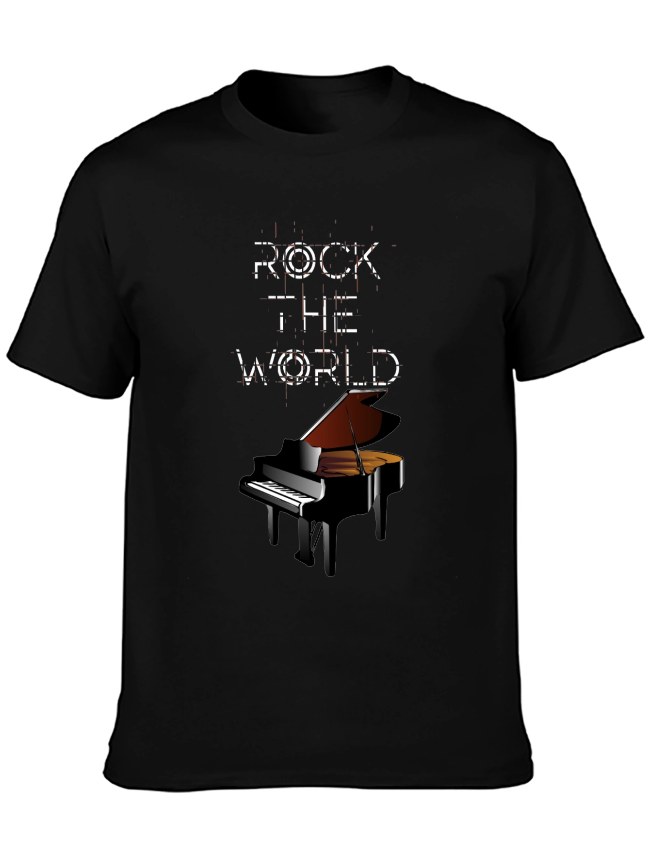 Rock the World Piano Graphic Tee - Black