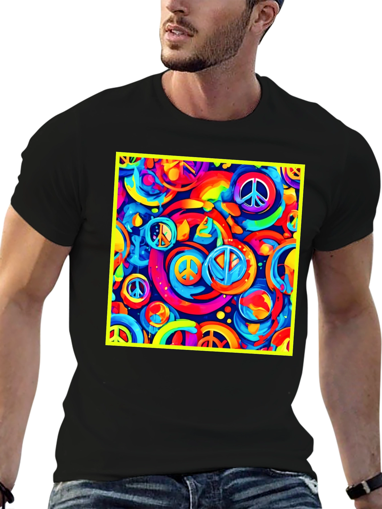 Peace Sign Retro Black T-Shirt