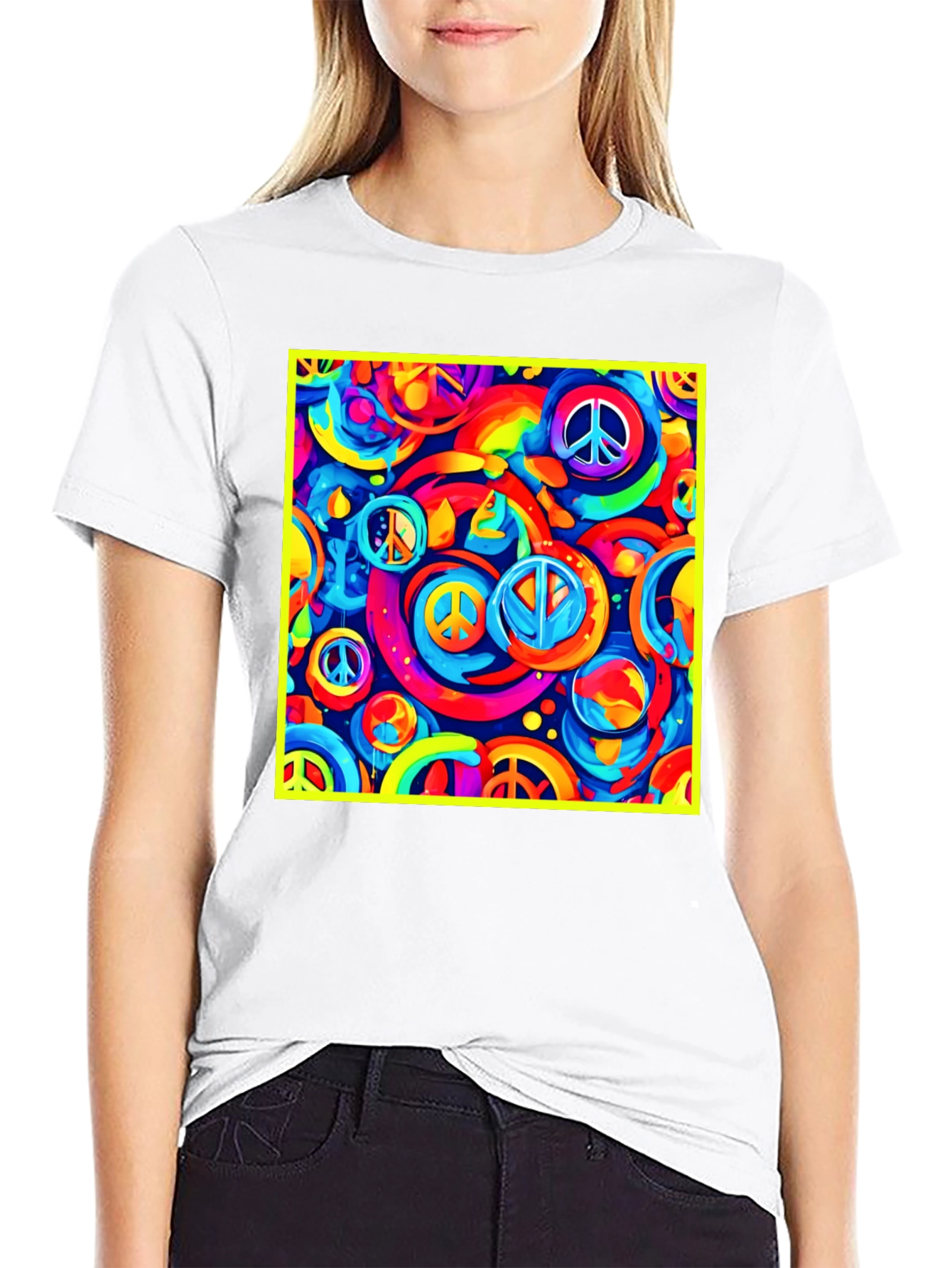Peace Sign Retro Black T-Shirt