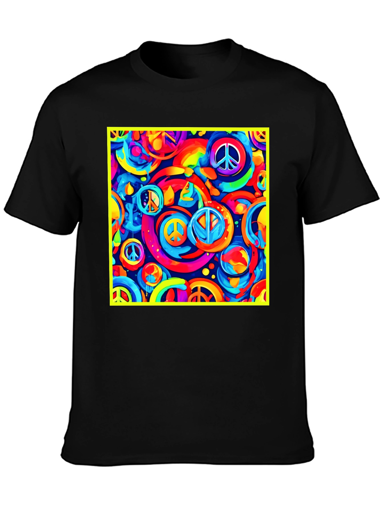 Peace Sign Retro Black T-Shirt