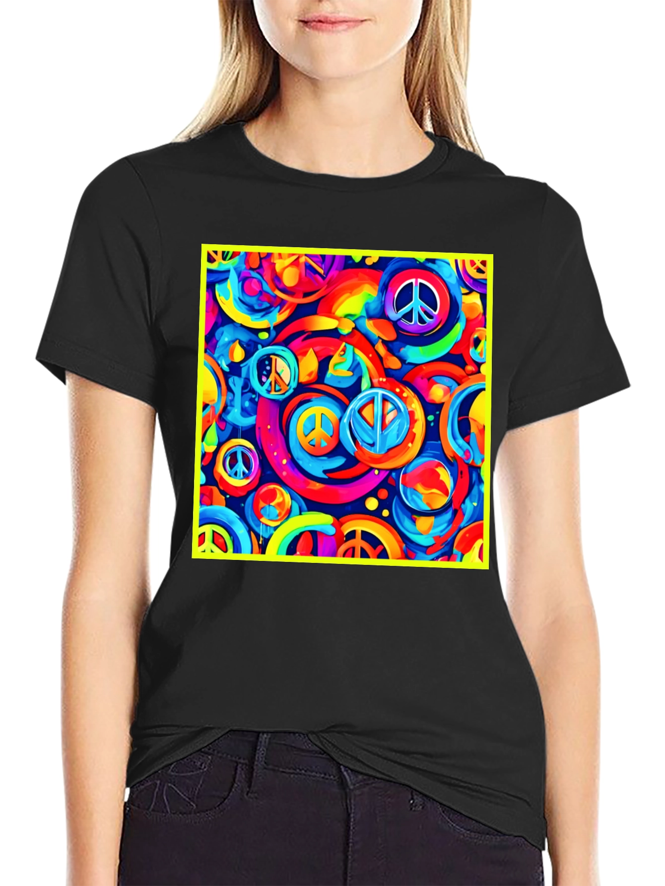 Peace Sign Retro Black T-Shirt