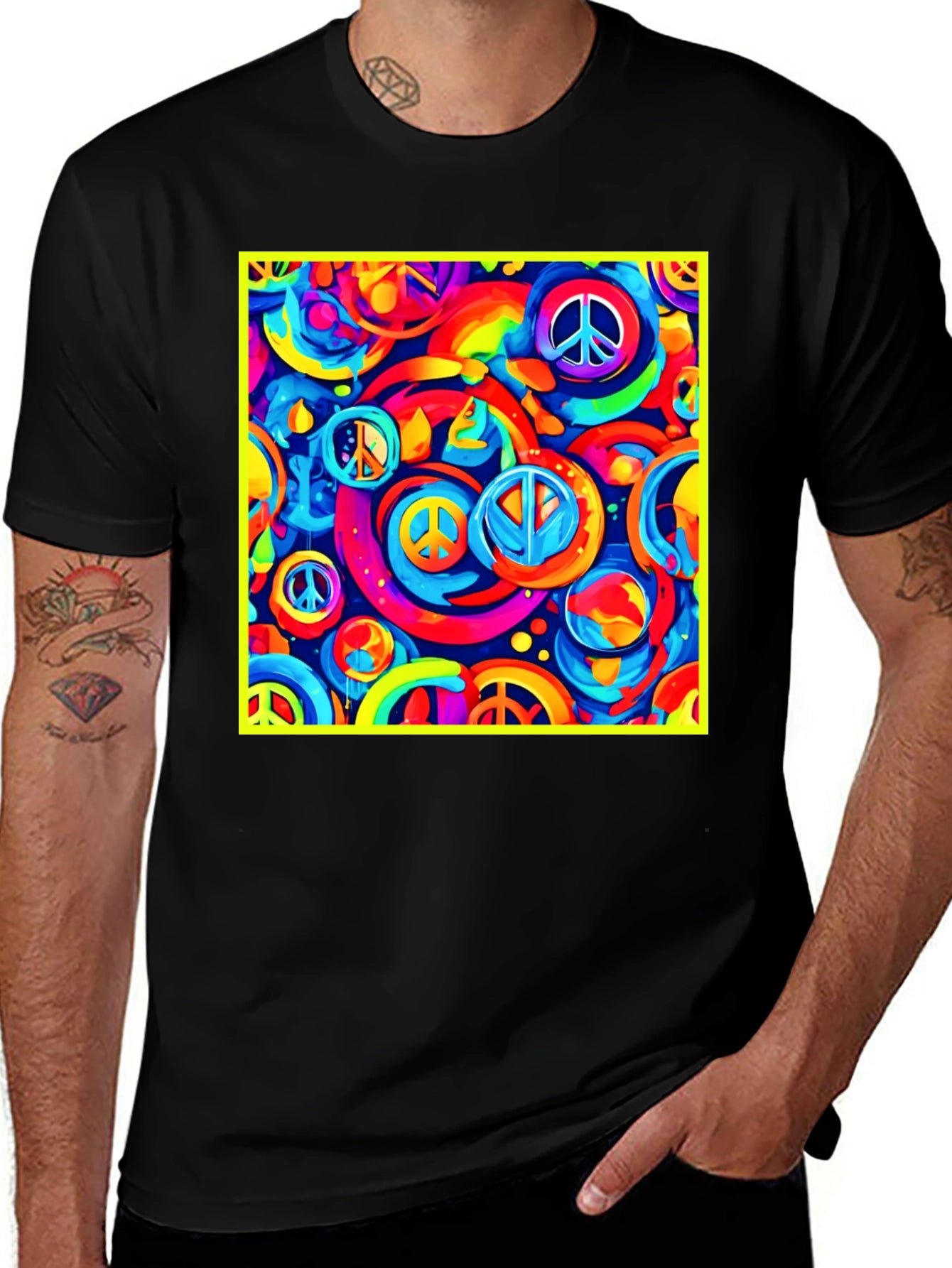 Peace Sign Retro Black T-Shirt