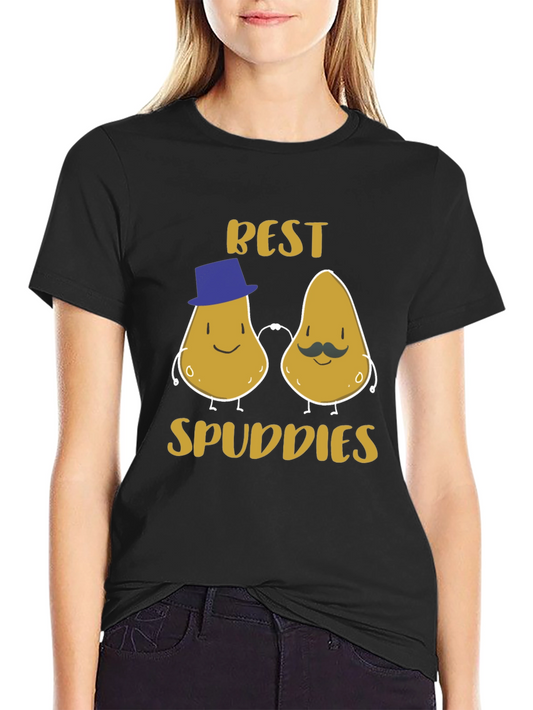 Best Spuddies Black T-Shirt Cute Potato Design