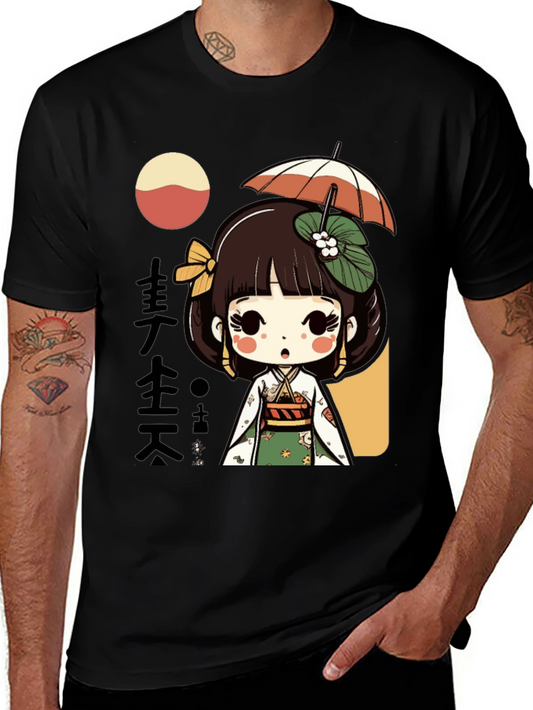 Anime Girl Graphic Tee - Stylish Cotton Comfort