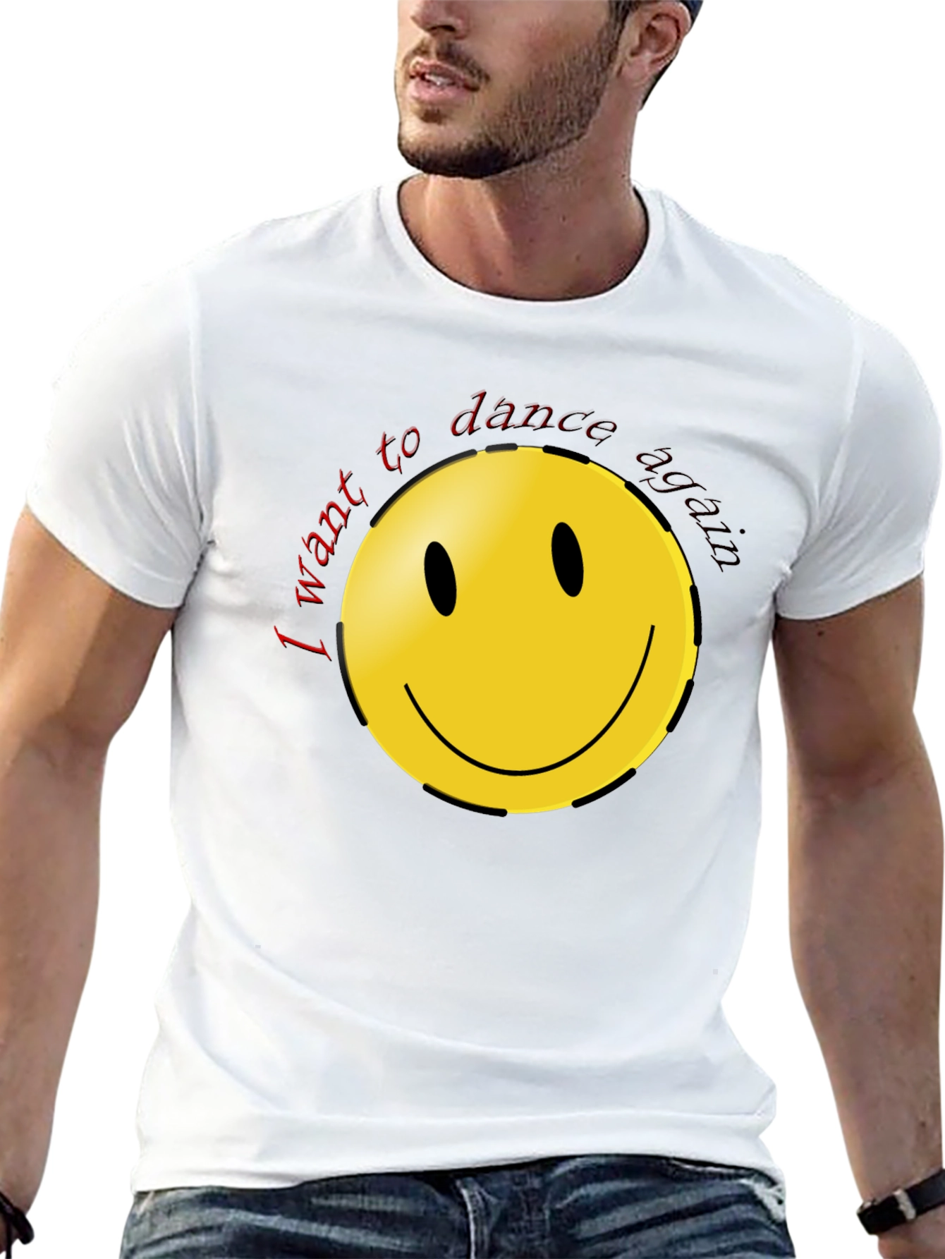 I Want To Dance Again Smiley Face Black T-Shirt