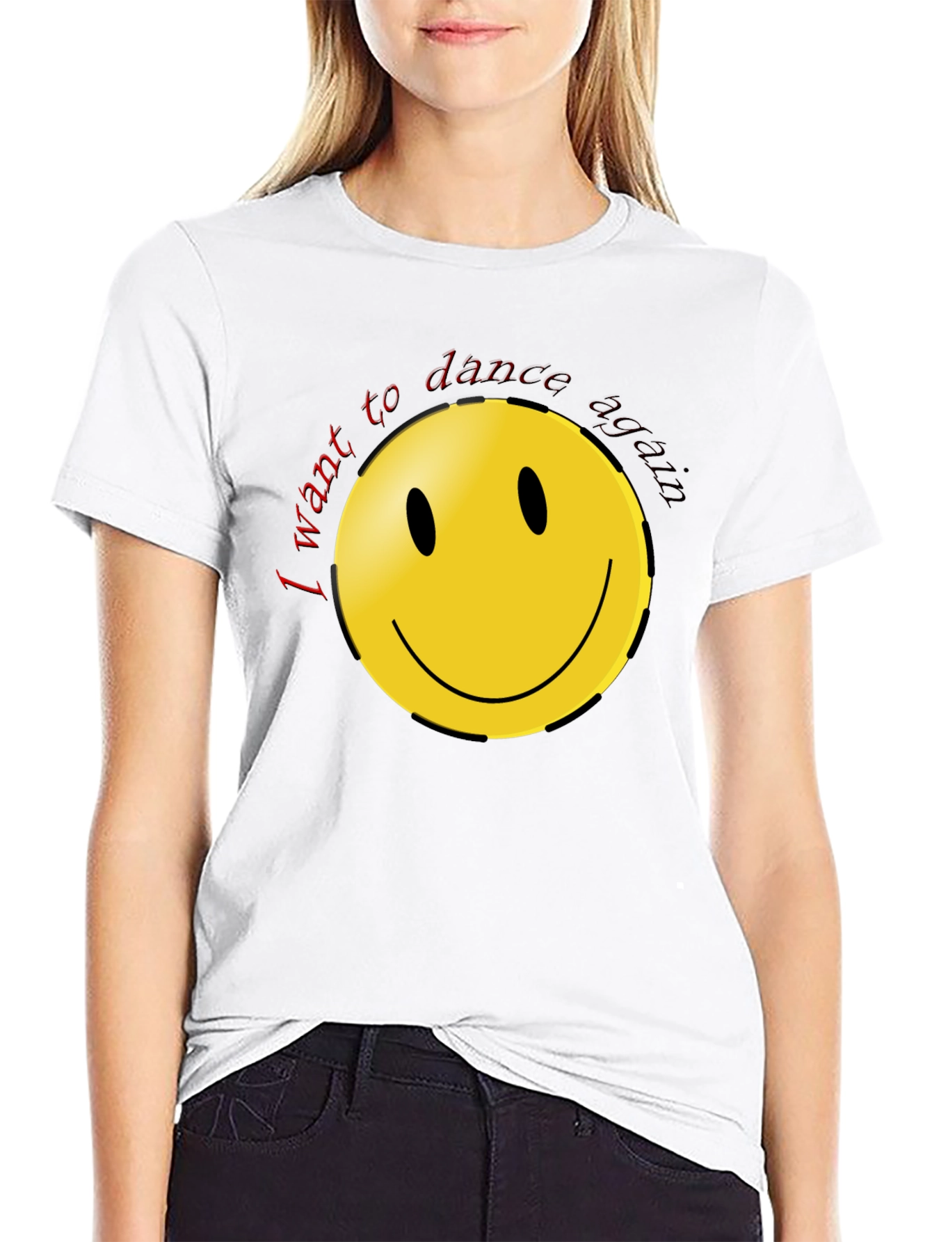 I Want To Dance Again Smiley Face Black T-Shirt