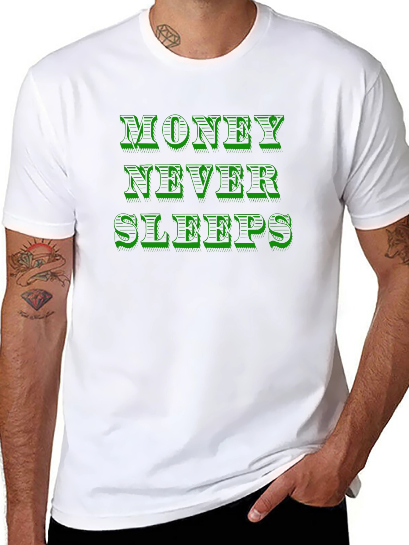 Money Never Sleeps Graphic T-Shirt - Black