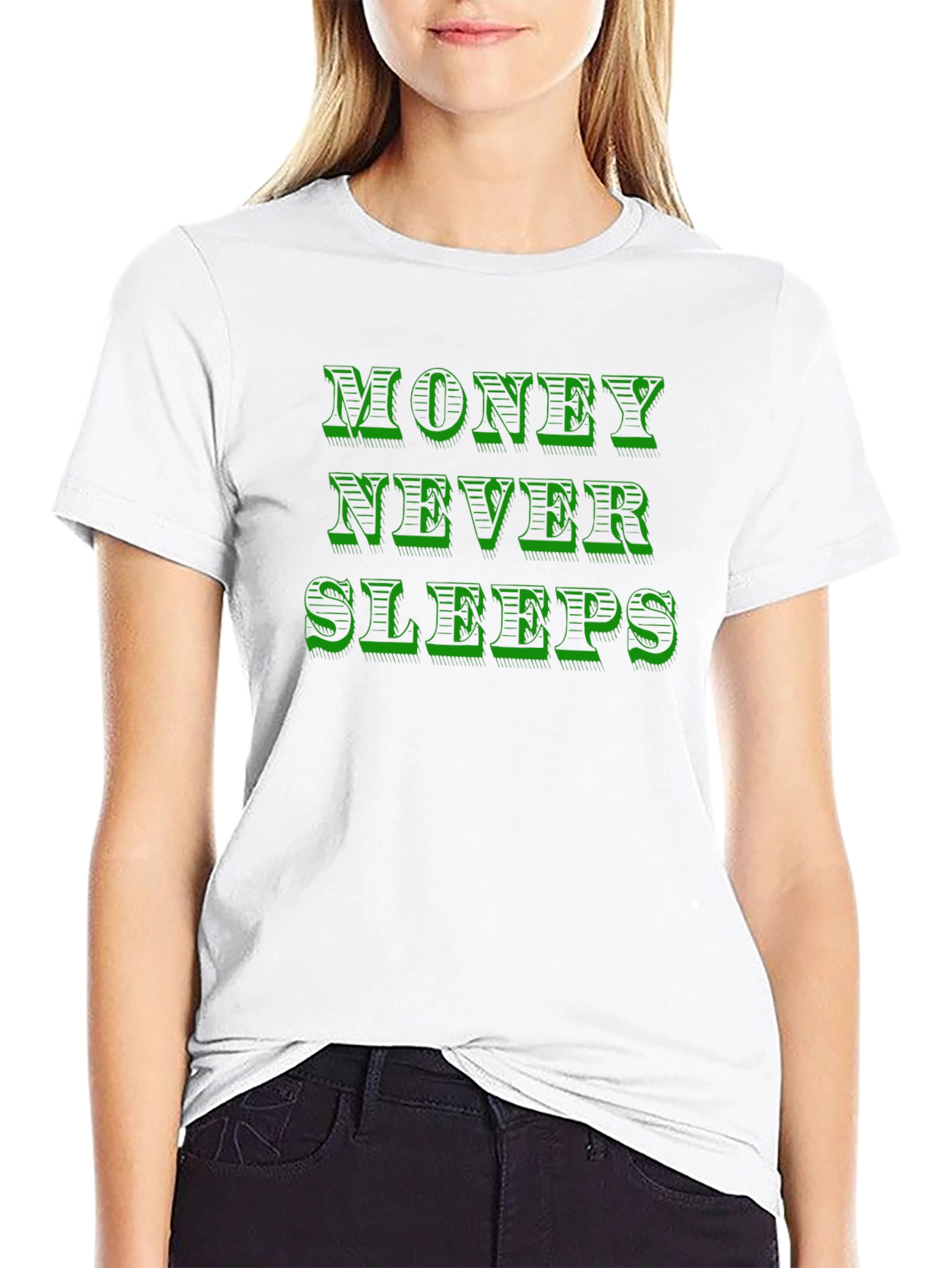 Money Never Sleeps Graphic T-Shirt - Black