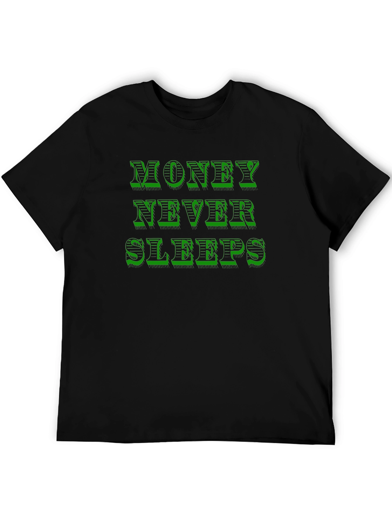 Money Never Sleeps Graphic T-Shirt - Black