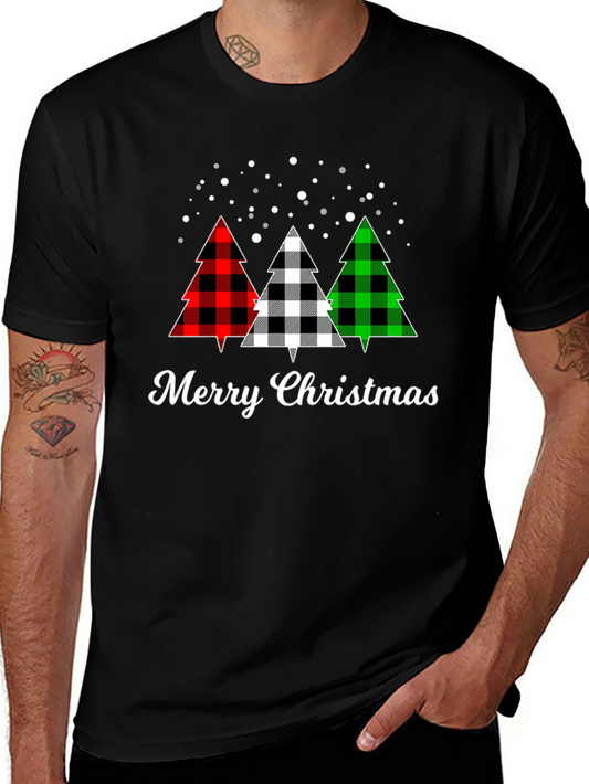 Festive Christmas Tree Plaid Holiday T-Shirt