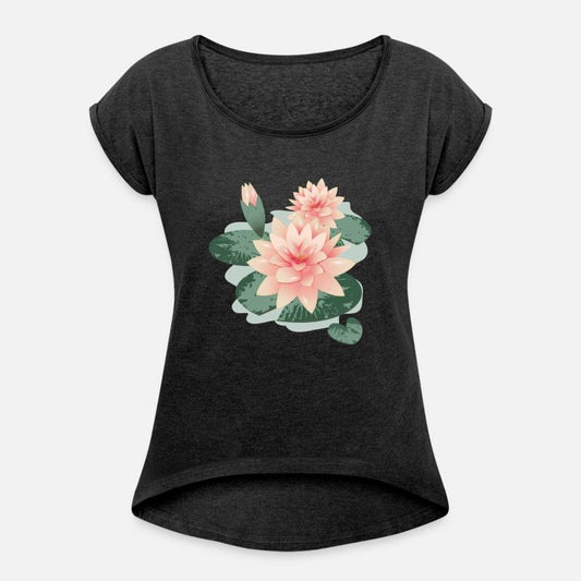 Water lily flower with bud in water lily pond