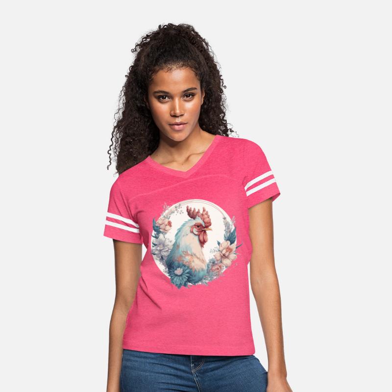 Watercolor Flower Chicken Rooster Chinese Zodiac A