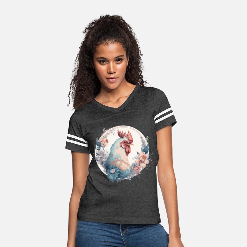 Watercolor Flower Chicken Rooster Chinese Zodiac A