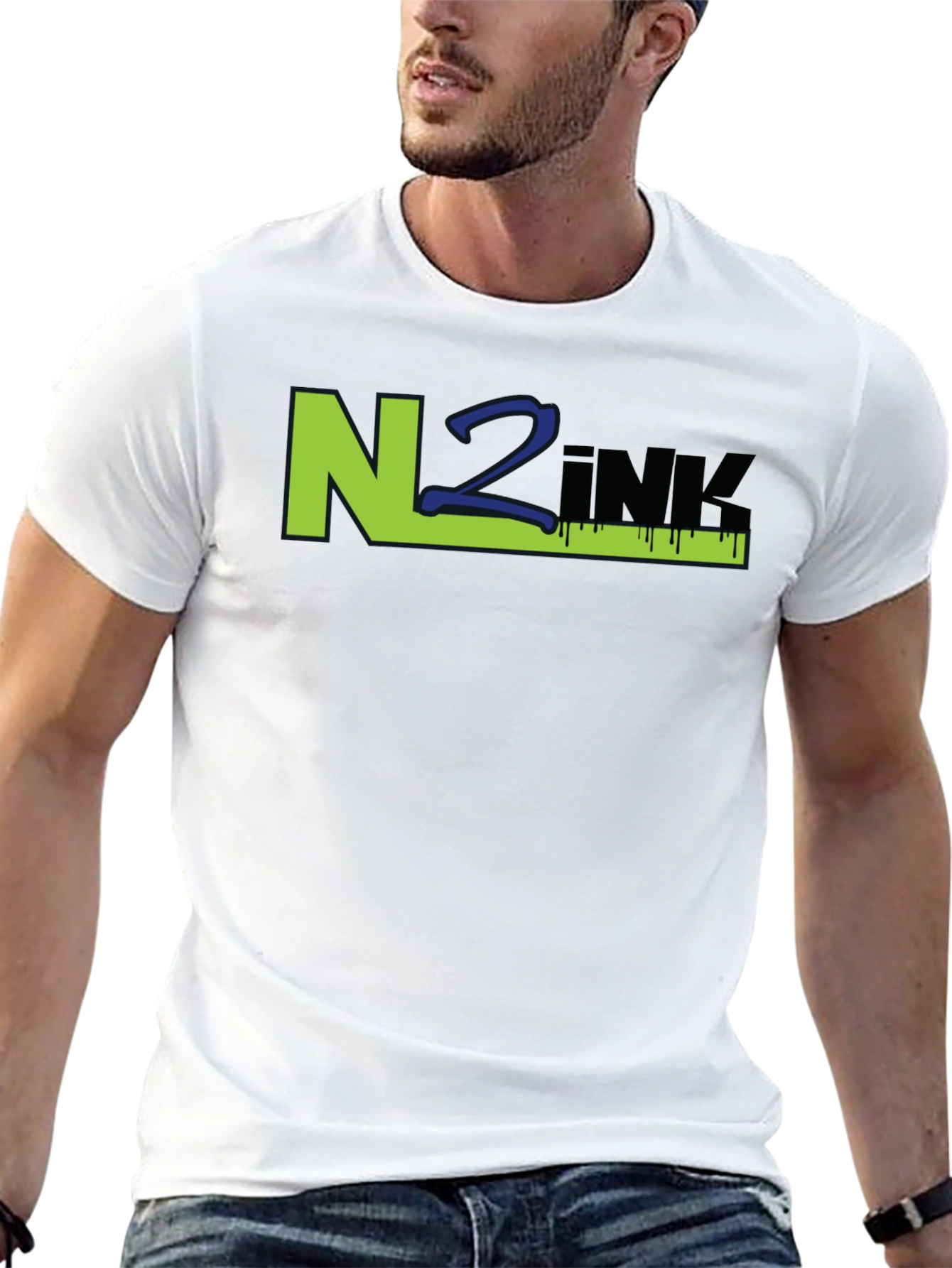 N2INK Black Graphic Tee - Modern Streetwear Style