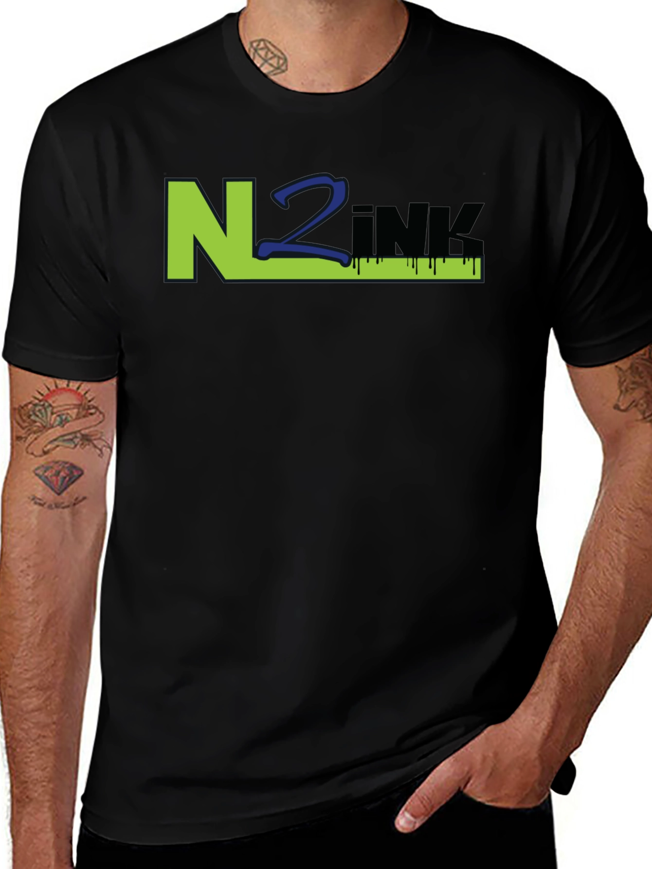 N2INK Black Graphic Tee - Modern Streetwear Style