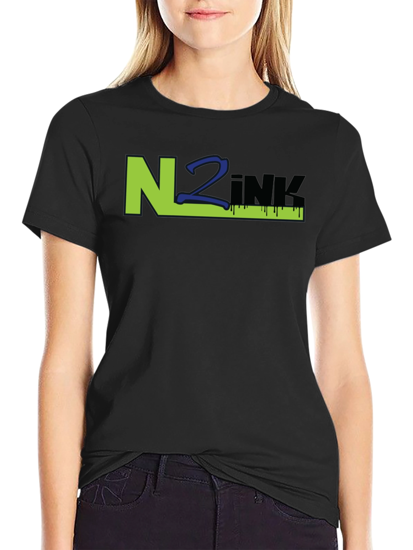 N2INK Black Graphic Tee - Modern Streetwear Style