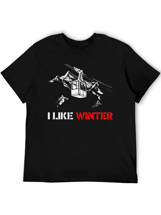 I Like Winter Graphic Tee - Black Cotton Blend