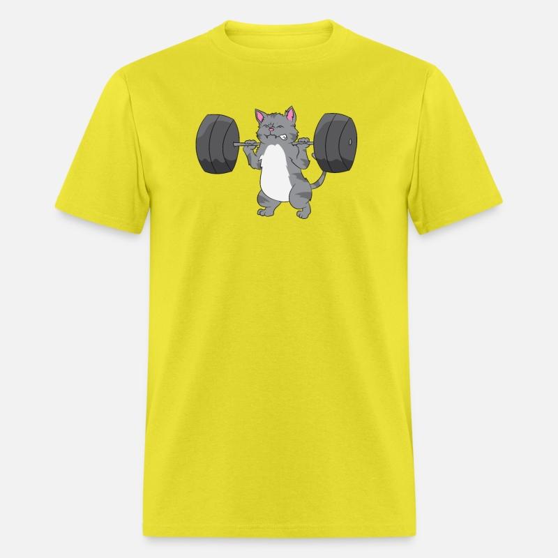Weightlifting - Gray cat lifts weights