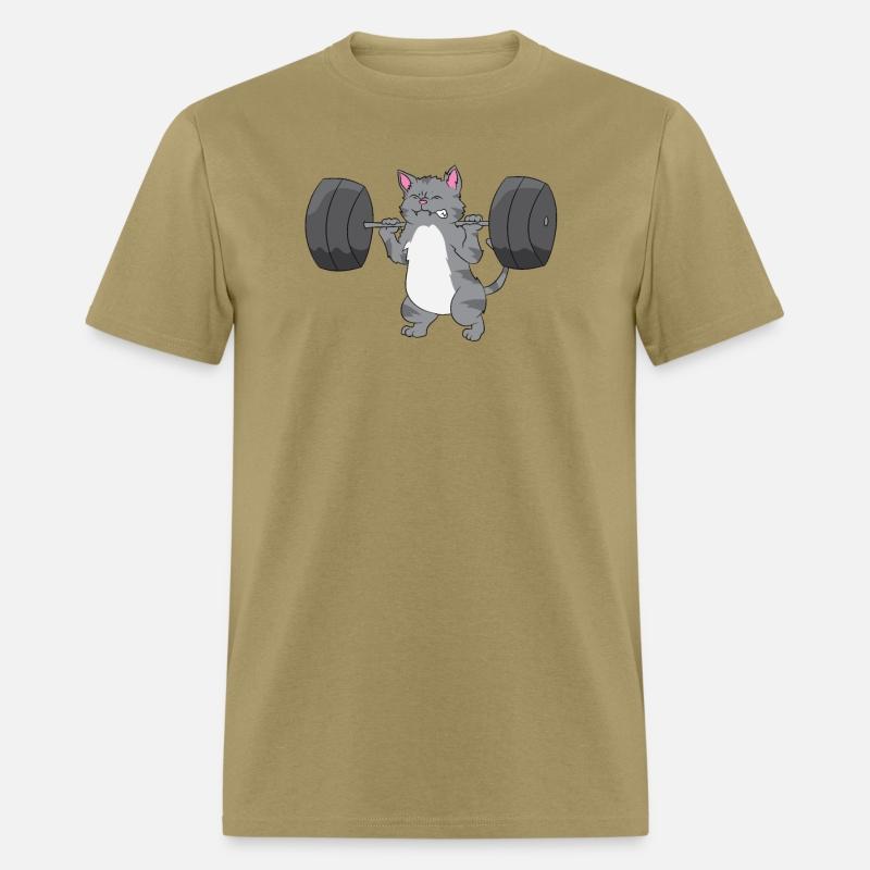 Weightlifting - Gray cat lifts weights