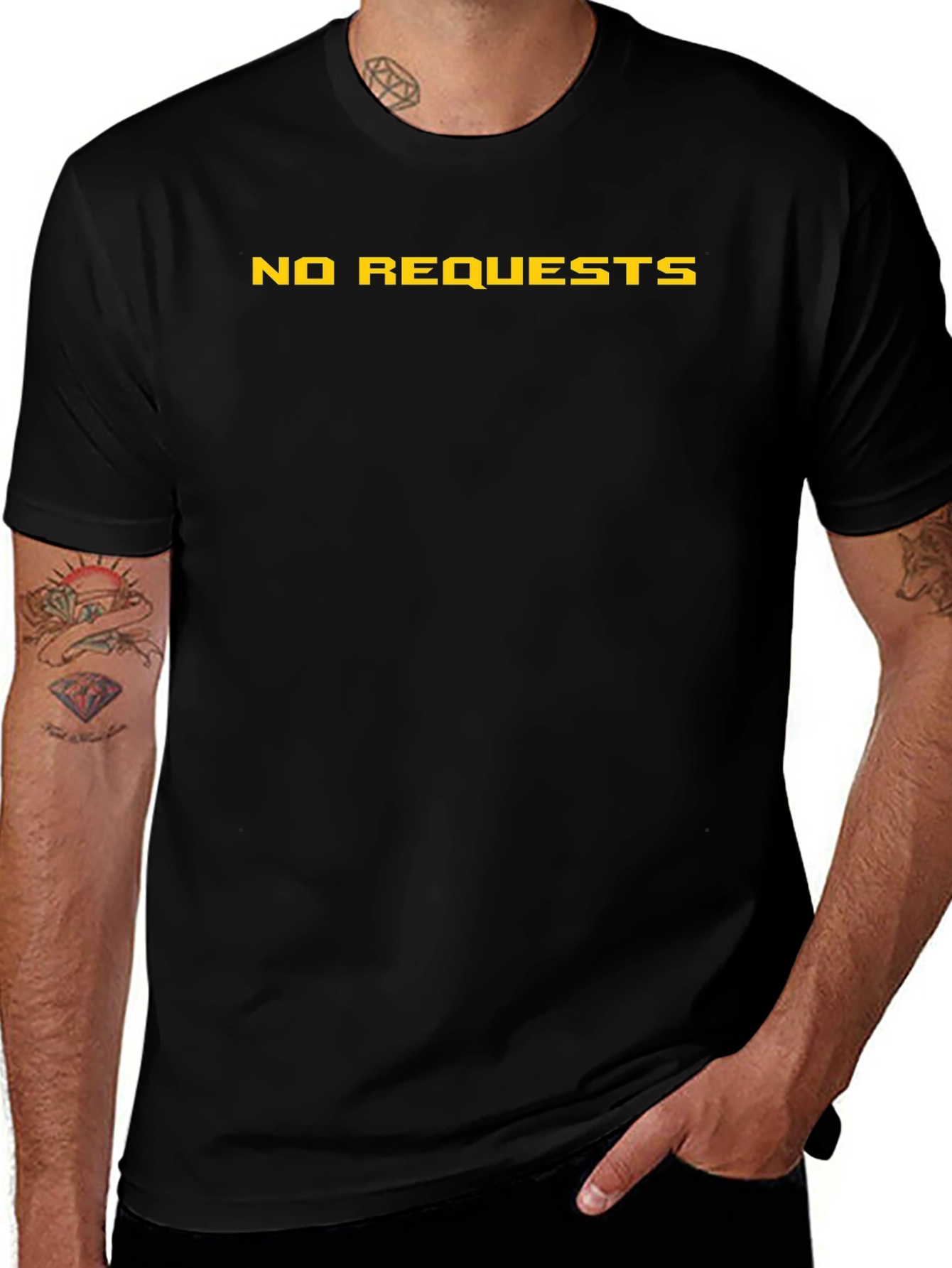 No Requests Graphic Tee - Black Cotton Casual Shirt