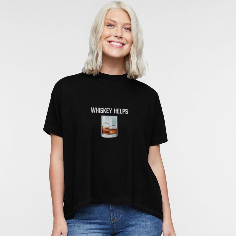 Whiskey Helps T-Shirt - Funny Scotch On The Rocks