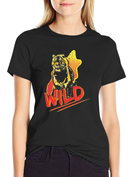 Wild Tiger Graphic Black T-Shirt