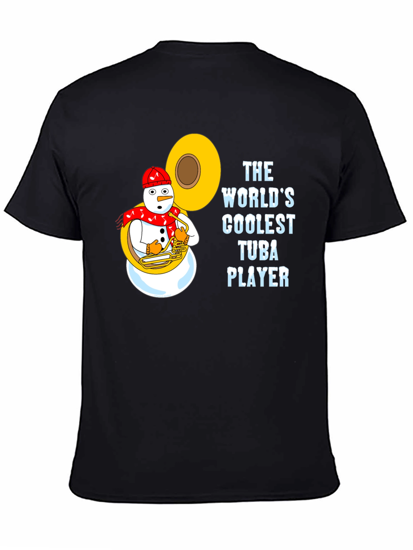 Coolest Tuba Player Snowman Black T-Shirt