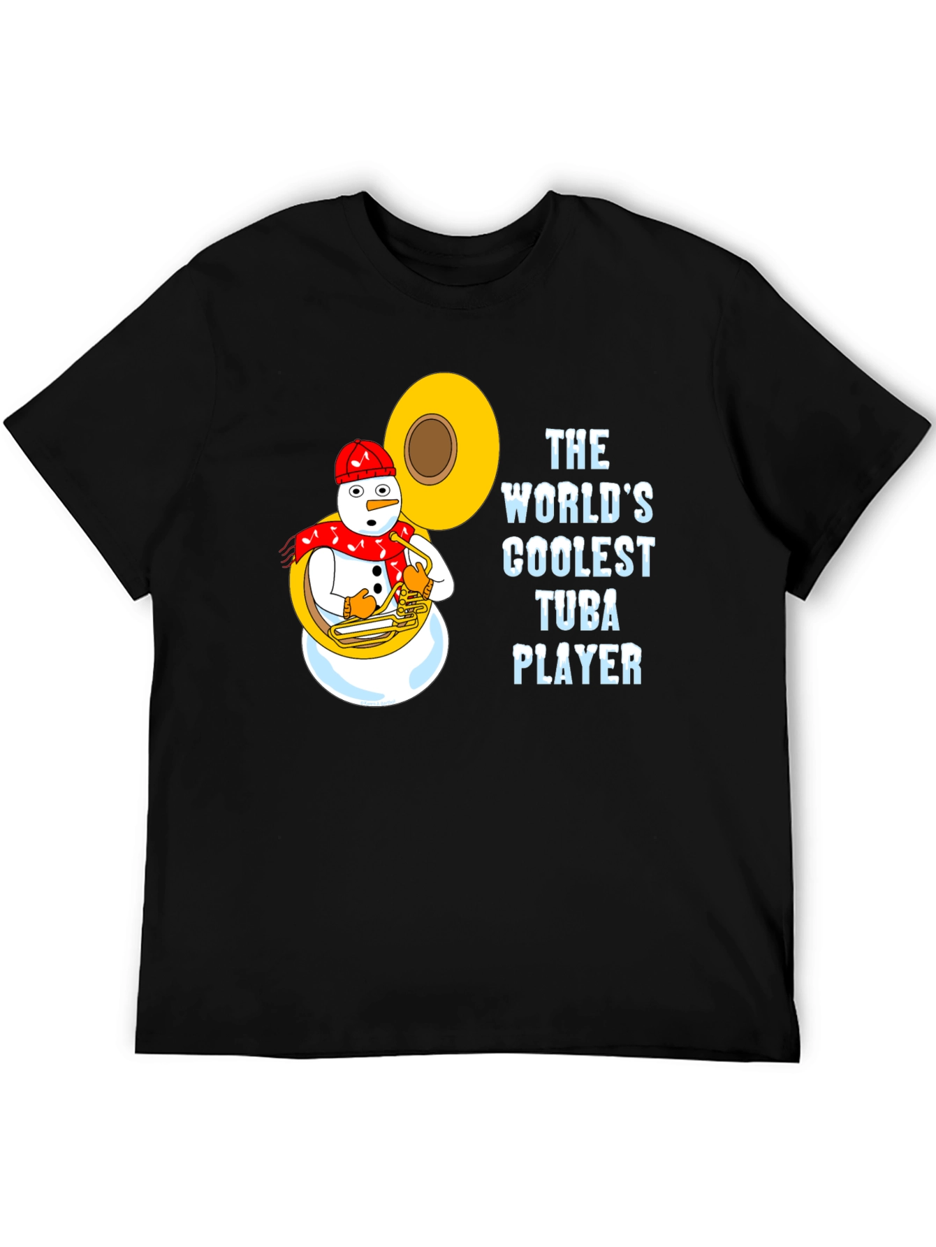 Coolest Tuba Player Snowman Black T-Shirt