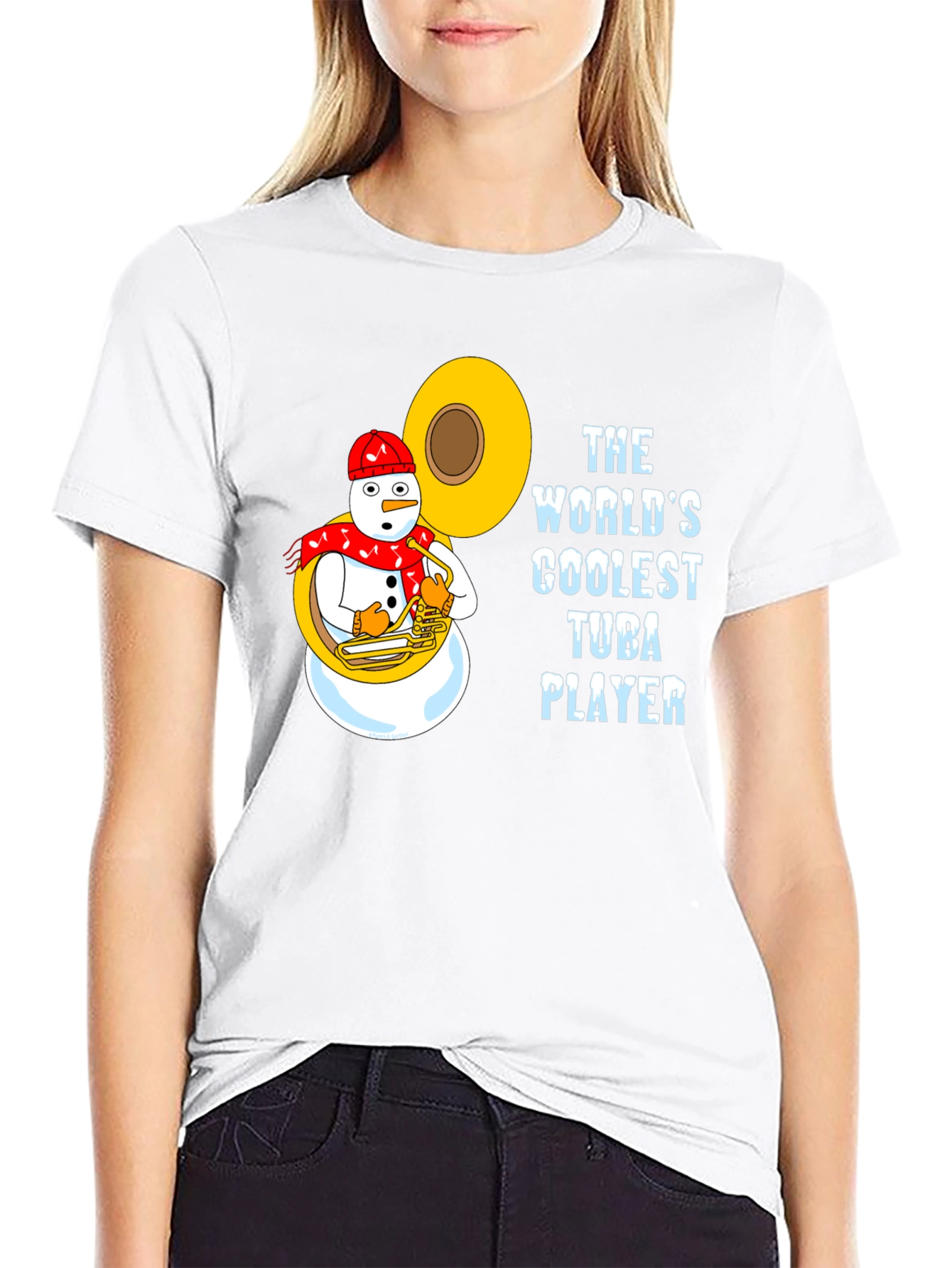 Coolest Tuba Player Snowman Black T-Shirt