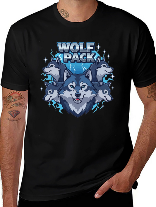 Wolf Pack Graphic Print Crew Neck T-Shirt