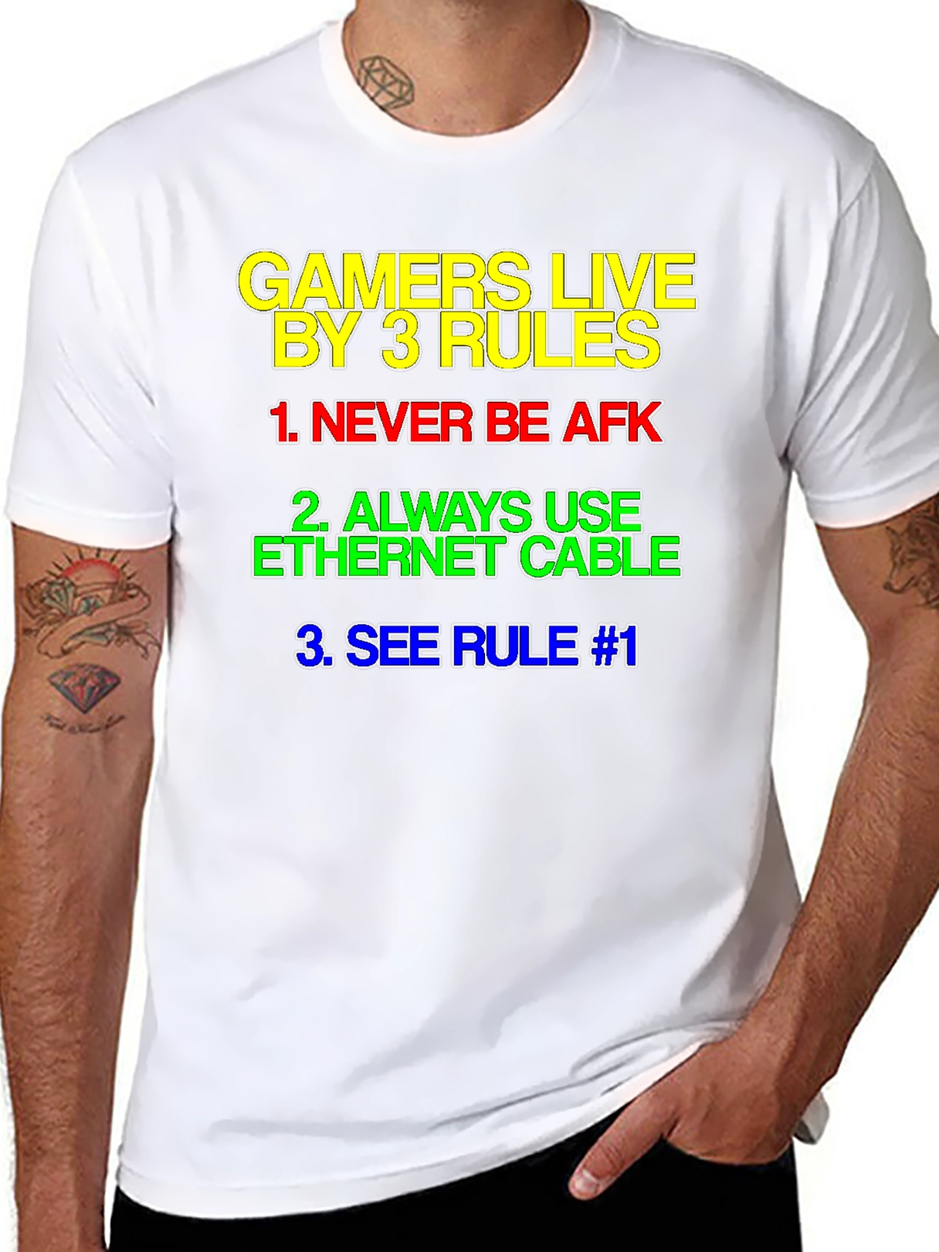 Gamers Live By 3 Rules T-Shirt - Black