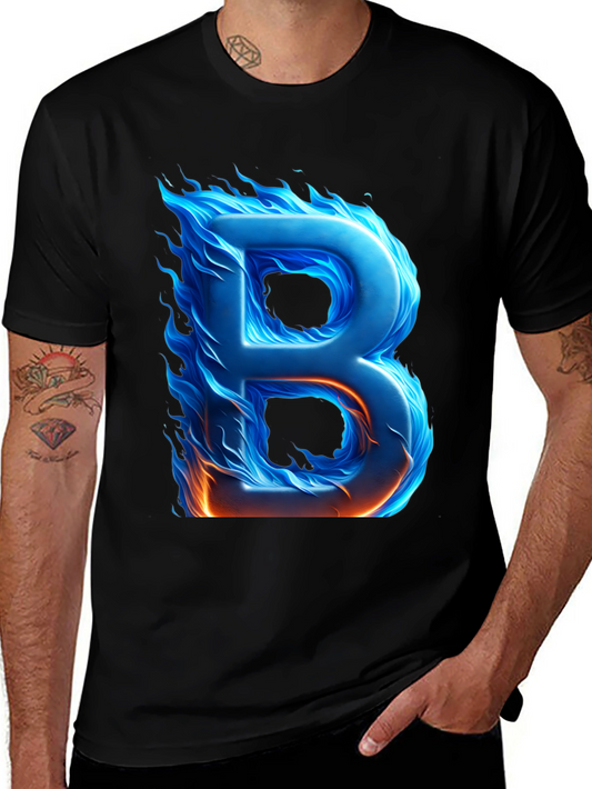 Fiery Letter B Black T-Shirt