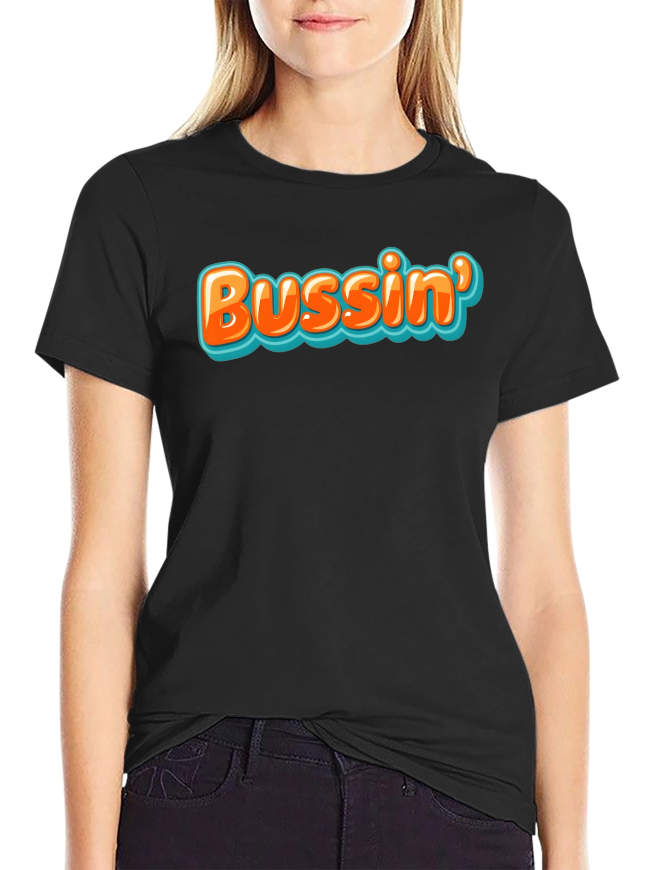 Bussin Graphic Tee - Trendy Black T-Shirt