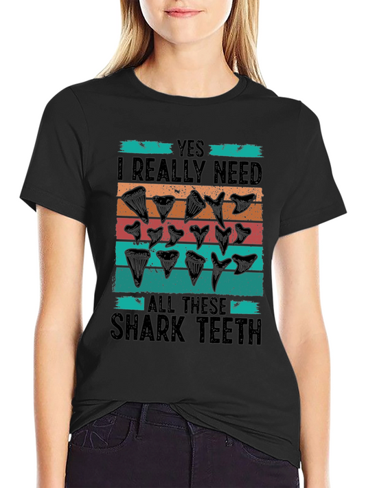 Shark Teeth Graphic T-Shirt - Novelty Tee for Ocean Lovers