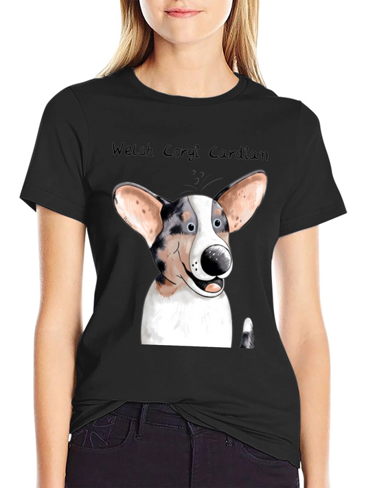 Welsh Corgi Cardigan Black T-Shirt