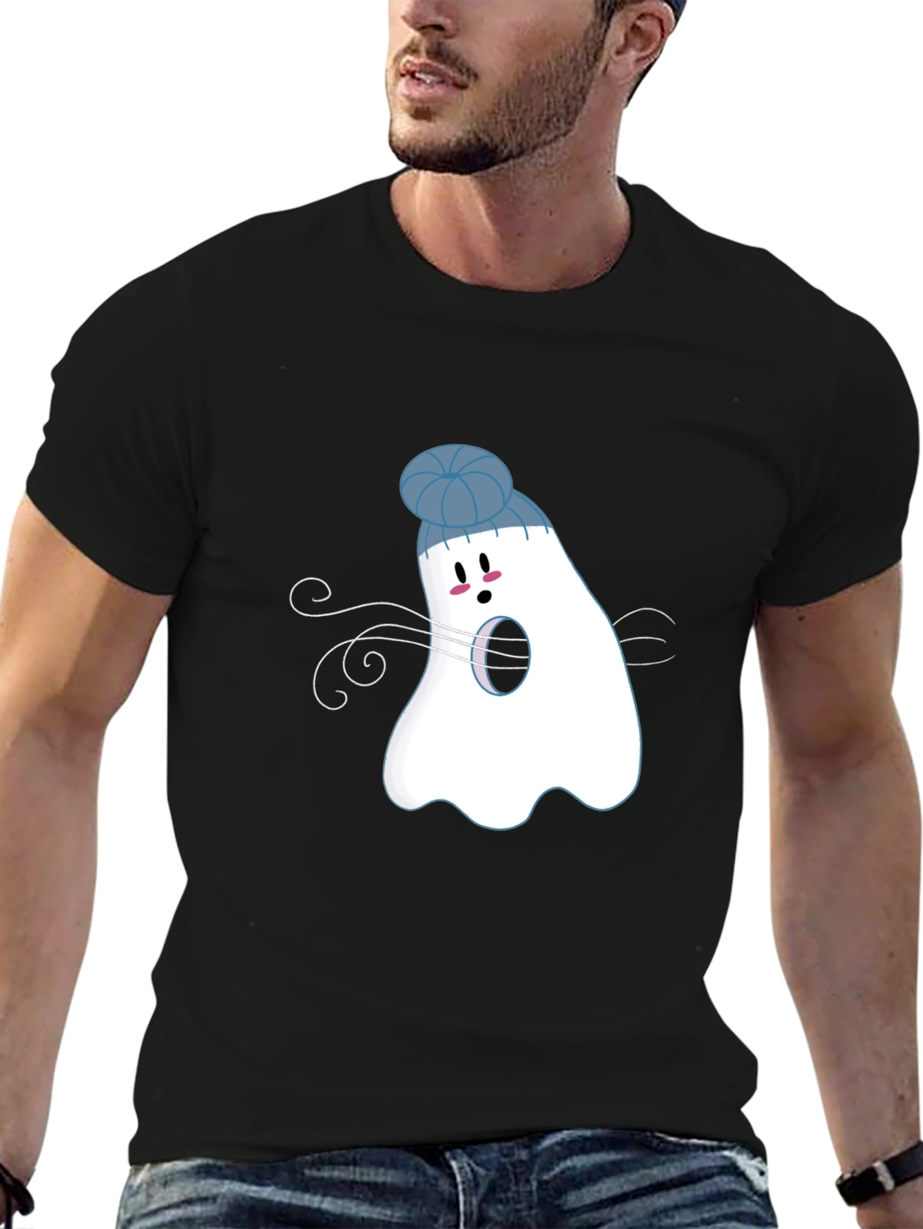 Ghost with Beanie T-Shirt: Spooky Season