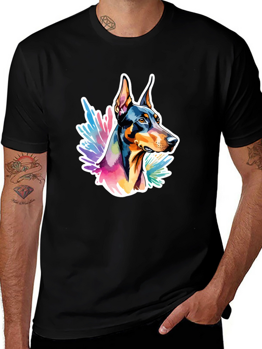 Doberman Watercolor Graphic Tee - Stylish Dog Lover Shirt