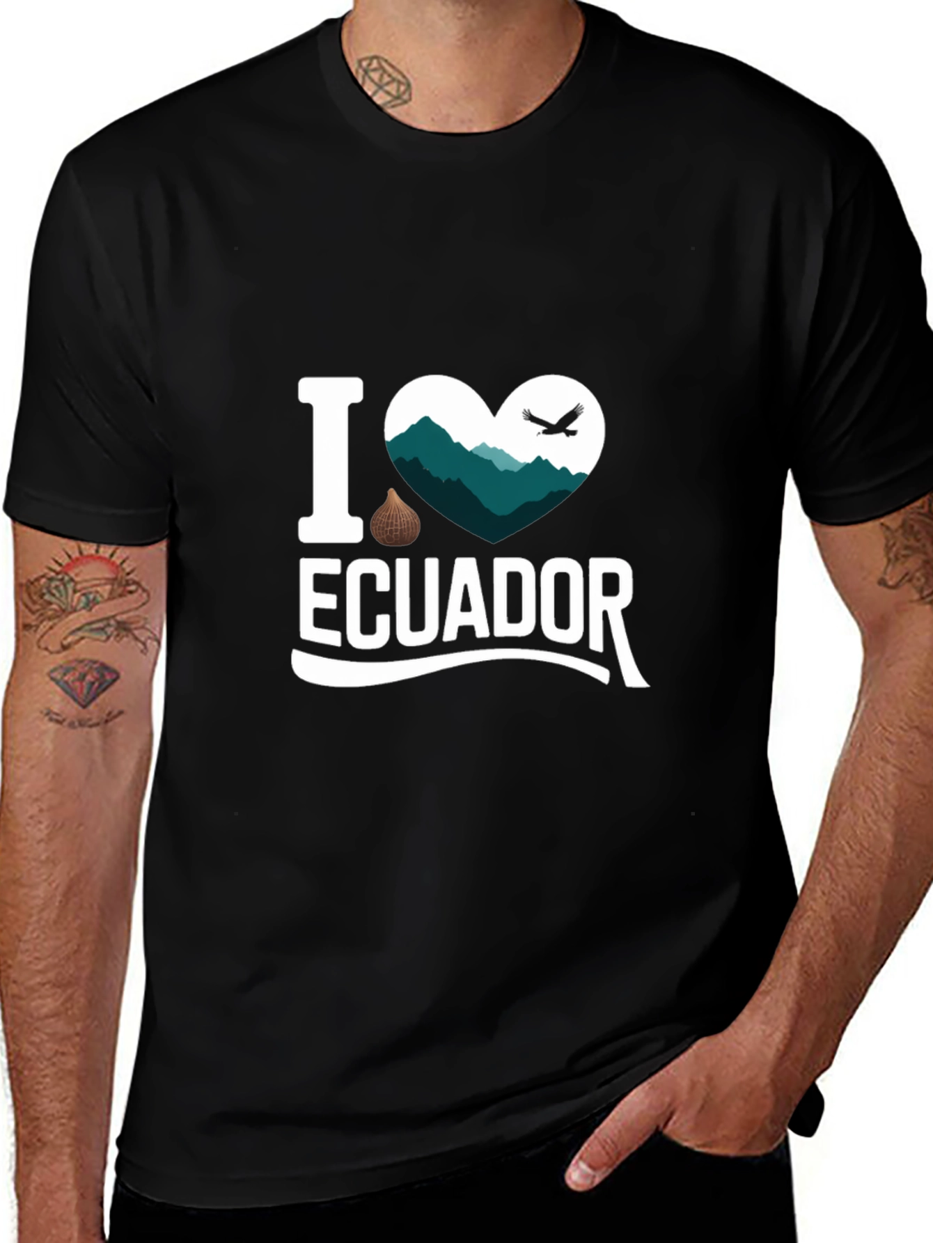 I Love Ecuador Graphic T-Shirt - Black