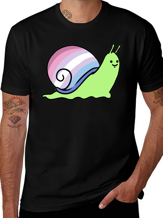 Pride Snail Graphic Tee - Black Cotton T-Shirt