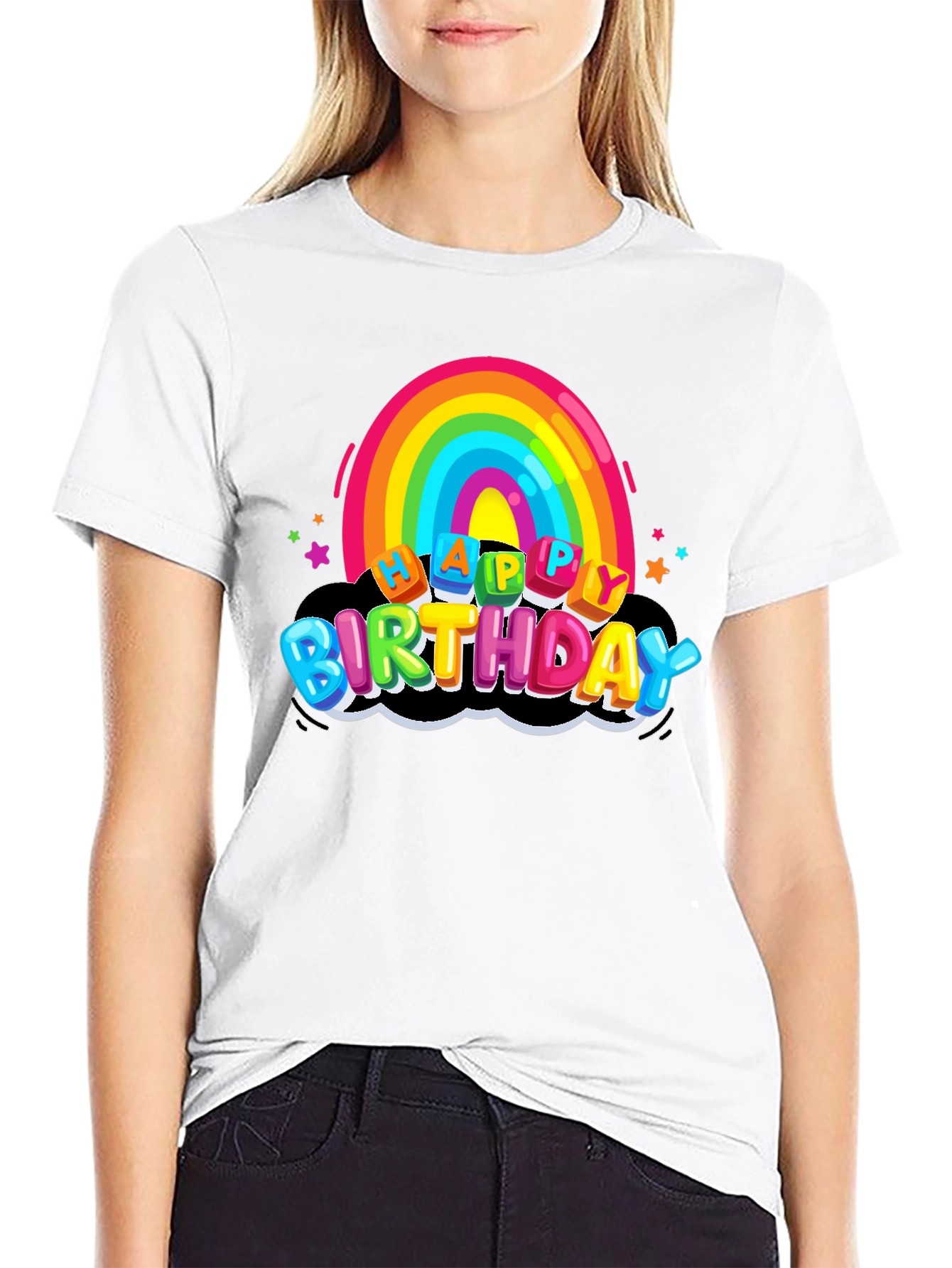 Rainbow Happy Birthday Graphic T-Shirt