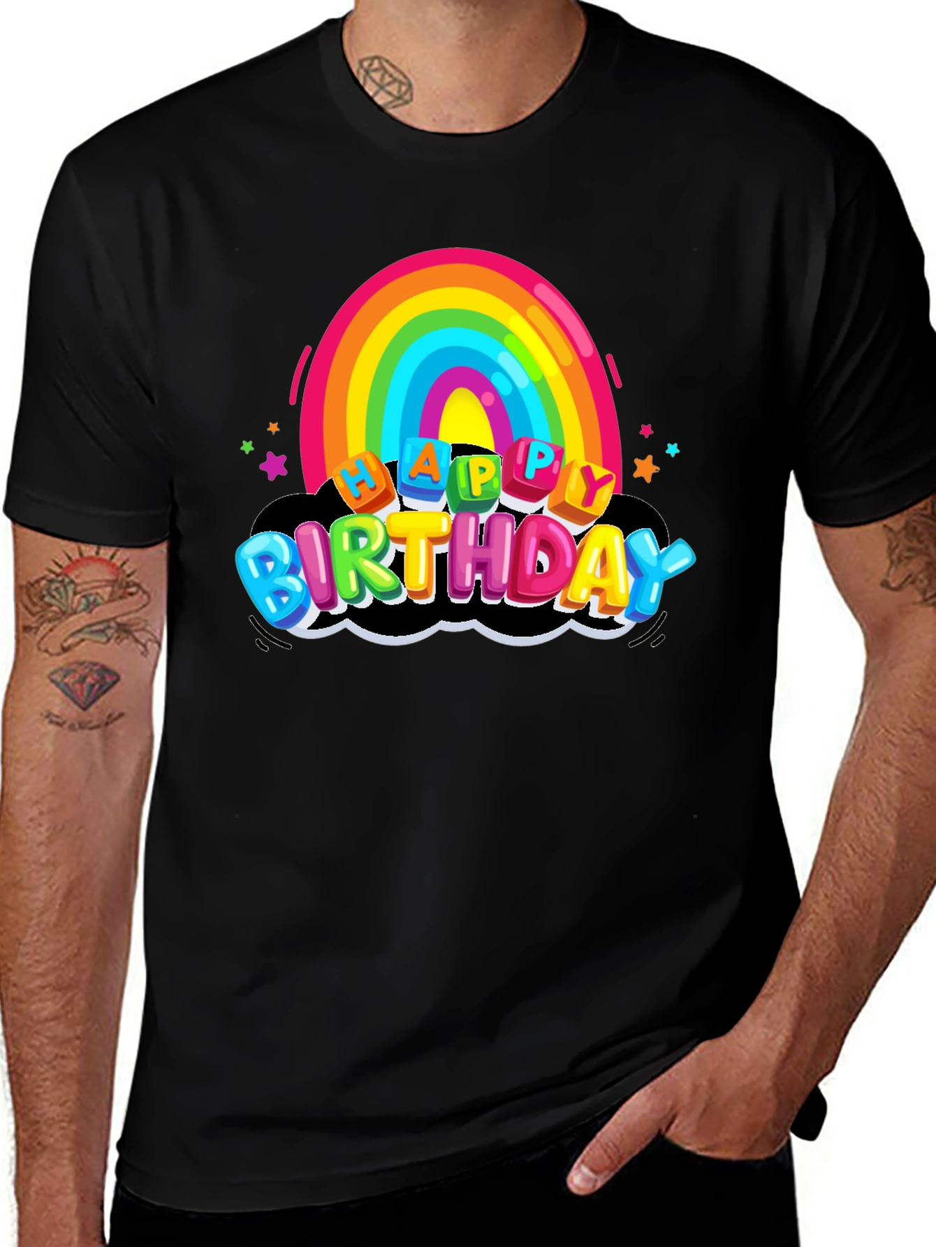 Rainbow Happy Birthday Graphic T-Shirt