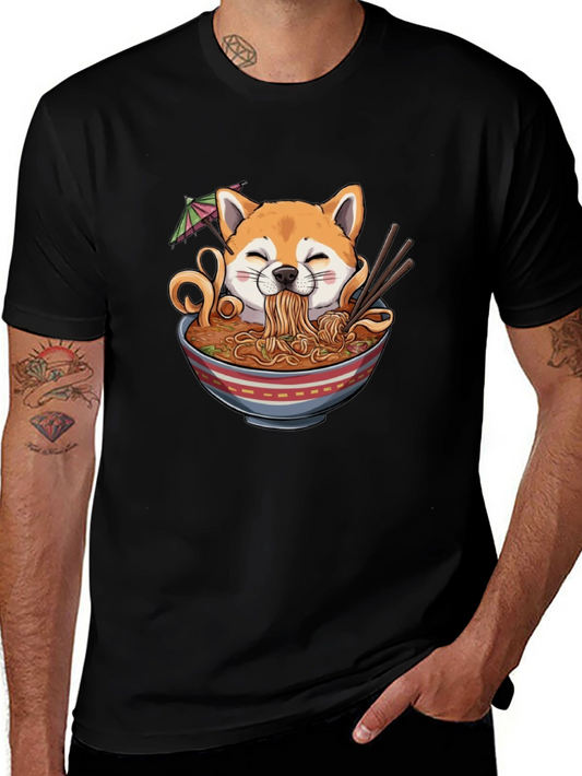 Shiba Inu Ramen Bowl Graphic Tee - Black