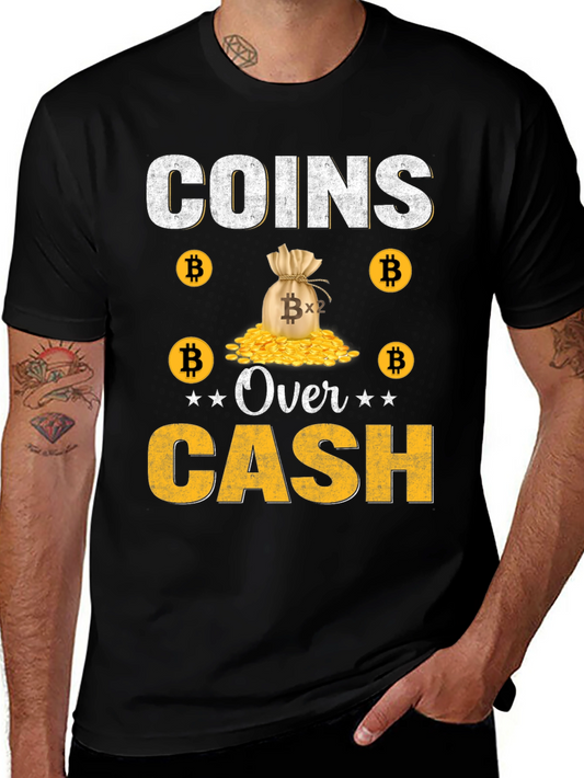 Bitcoin Coins Over Cash Crypto T-Shirt