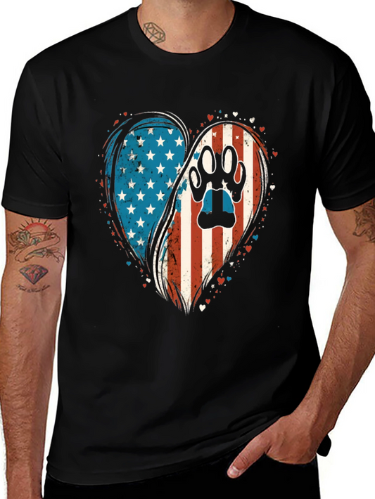 Patriotic Paw Print Heart T-Shirt