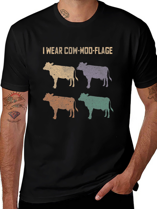 Cow-Moo-Flage Graphic T-Shirt - Novelty Farm Tee