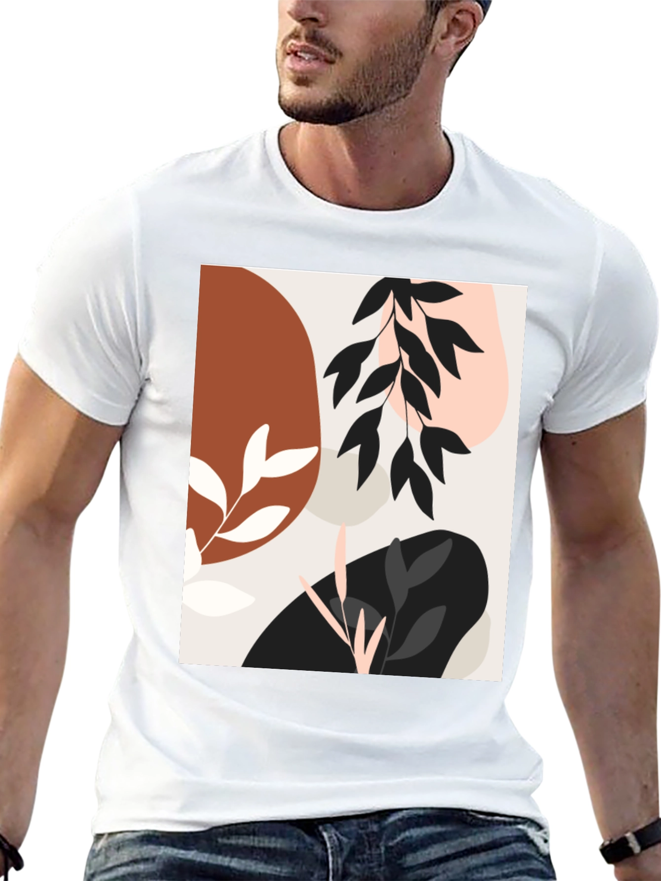 Modern Abstract Graphic Print Black T-Shirt