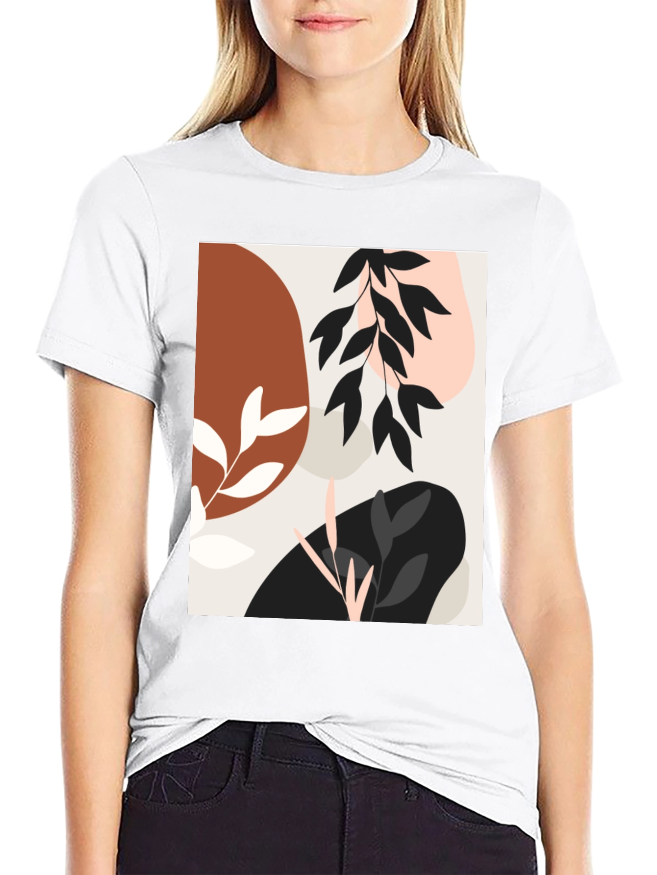 Modern Abstract Graphic Print Black T-Shirt
