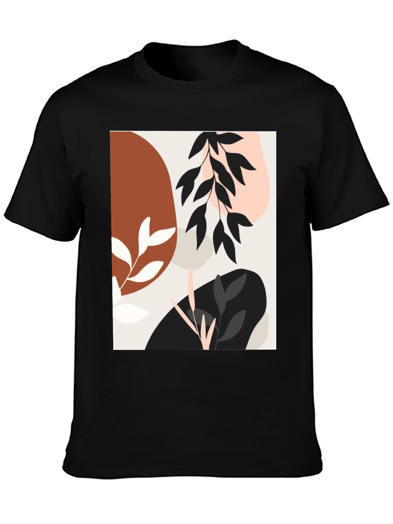 Modern Abstract Graphic Print Black T-Shirt
